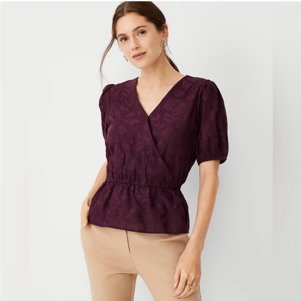 Ann Taylor Deep Purple Wrap Blouse NWT